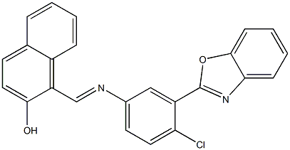 1-({[3-(1,3-benzoxazol-2-yl)-4-chlorophenyl]imino}methyl)-2-naphthol Struktur