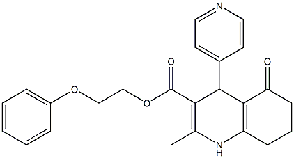 2-phenoxyethyl 2-methyl-5-oxo-4-(4-pyridinyl)-1,4,5,6,7,8-hexahydro-3-quinolinecarboxylate Struktur