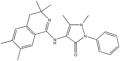 1,5-dimethyl-2-phenyl-4-[(3,3,6,7-tetramethyl-3,4-dihydro-1-isoquinolinyl)amino]-1,2-dihydro-3H-pyrazol-3-one Struktur