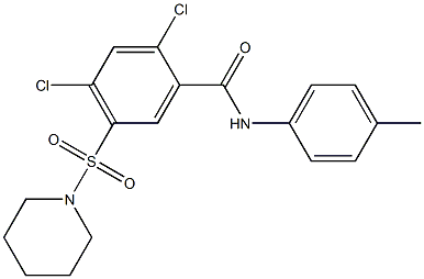 2,4-dichloro-N-(4-methylphenyl)-5-(1-piperidinylsulfonyl)benzamide Struktur