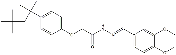 N'-(3,4-dimethoxybenzylidene)-2-[4-(1,1,3,3-tetramethylbutyl)phenoxy]acetohydrazide Struktur