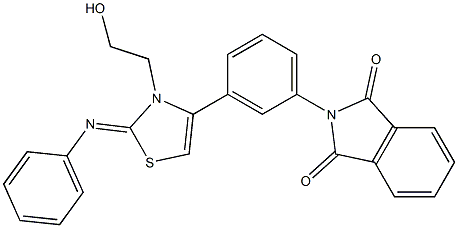 2-{3-[3-(2-hydroxyethyl)-2-(phenylimino)-2,3-dihydro-1,3-thiazol-4-yl]phenyl}-1H-isoindole-1,3(2H)-dione Struktur