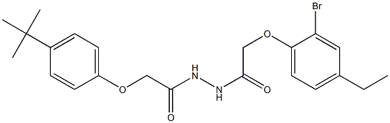 2-(2-bromo-4-ethylphenoxy)-N'-{2-[4-(tert-butyl)phenoxy]acetyl}acetohydrazide Struktur