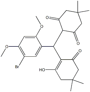 2-[(5-bromo-2,4-dimethoxyphenyl)(2-hydroxy-4,4-dimethyl-6-oxo-1-cyclohexen-1-yl)methyl]-5,5-dimethyl-1,3-cyclohexanedione Struktur