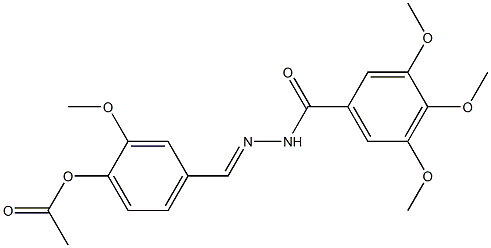 2-methoxy-4-{[(E)-2-(3,4,5-trimethoxybenzoyl)hydrazono]methyl}phenyl acetate Struktur