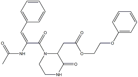 2-phenoxyethyl 2-{1-[(E)-2-(acetylamino)-3-phenyl-2-propenoyl]-3-oxo-2-piperazinyl}acetate Struktur