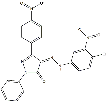 3-(4-nitrophenyl)-1-phenyl-1H-pyrazole-4,5-dione 4-[N-(4-chloro-3-nitrophenyl)hydrazone] Struktur