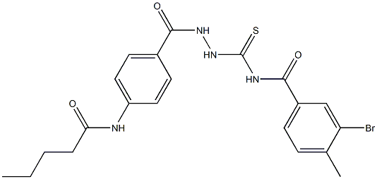 3-bromo-4-methyl-N-({2-[4-(pentanoylamino)benzoyl]hydrazino}carbothioyl)benzamide Struktur