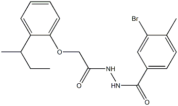 3-bromo-N'-{2-[2-(sec-butyl)phenoxy]acetyl}-4-methylbenzohydrazide Struktur