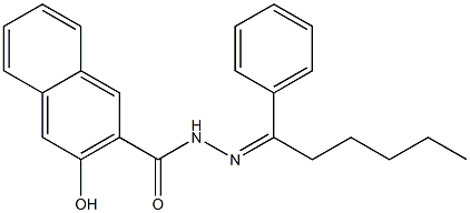 3-hydroxy-N'-[(Z)-1-phenylhexylidene]-2-naphthohydrazide Struktur