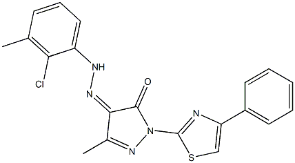 3-methyl-1-(4-phenyl-1,3-thiazol-2-yl)-1H-pyrazole-4,5-dione 4-[N-(2-chloro-3-methylphenyl)hydrazone] Struktur