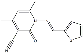 4,6-dimethyl-2-oxo-1-{[(E)-2-thienylmethylidene]amino}-1,2-dihydro-3-pyridinecarbonitrile Struktur