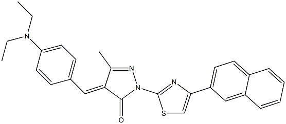 4-{(E)-[4-(diethylamino)phenyl]methylidene}-5-methyl-2-[4-(2-naphthyl)-1,3-thiazol-2-yl]-2,4-dihydro-3H-pyrazol-3-one Struktur