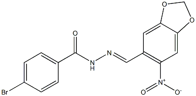 4-bromo-N'-[(E)-(6-nitro-1,3-benzodioxol-5-yl)methylidene]benzohydrazide Struktur