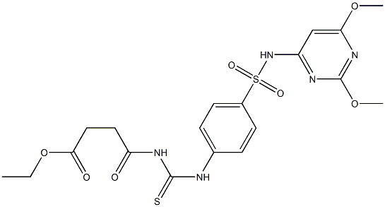 ethyl 4-{[(4-{[(2,6-dimethoxy-4-pyrimidinyl)amino]sulfonyl}anilino)carbothioyl]amino}-4-oxobutanoate Struktur