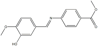 methyl 4-{[(E)-(3-hydroxy-4-methoxyphenyl)methylidene]amino}benzoate Struktur