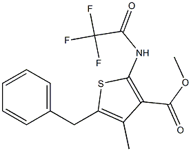 methyl 5-benzyl-4-methyl-2-[(2,2,2-trifluoroacetyl)amino]-3-thiophenecarboxylate Struktur