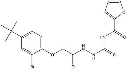 N-[(2-{2-[2-bromo-4-(tert-butyl)phenoxy]acetyl}hydrazino)carbothioyl]-2-furamide Struktur