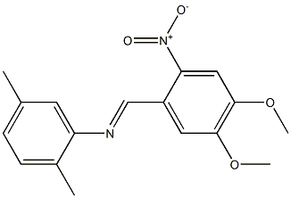 N-[(E)-(4,5-dimethoxy-2-nitrophenyl)methylidene]-N-(2,5-dimethylphenyl)amine Struktur