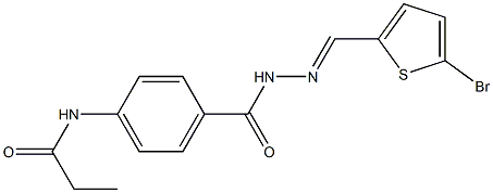 N-[4-({2-[(E)-(5-bromo-2-thienyl)methylidene]hydrazino}carbonyl)phenyl]propanamide Struktur