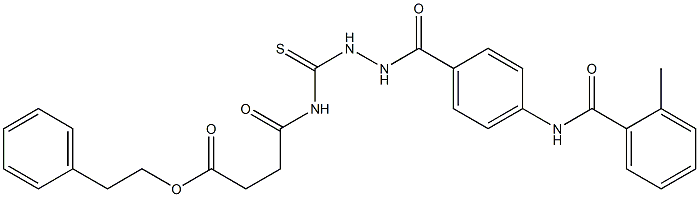 phenethyl 4-{[(2-{4-[(2-methylbenzoyl)amino]benzoyl}hydrazino)carbothioyl]amino}-4-oxobutanoate Struktur