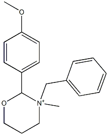 [2-(4-Methoxyphenyl)-3-benzyl-3-methyltetrahydro-2H-1,3-oxazin]-3-ium Struktur