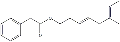 Phenylacetic acid 1,6-dimethyl-3,6-octadienyl ester Struktur