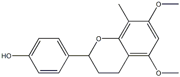 3,4-Dihydro-5,7-dimethoxy-8-methyl-2-(4-hydroxyphenyl)-2H-1-benzopyran Struktur