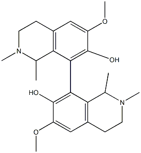 7,7'-Dihydroxy-6,6'-dimethoxy-1,1',2,2'-tetramethyl-1,1',2,2',3,3',4,4'-octahydro-8,8'-biisoquinoline Struktur