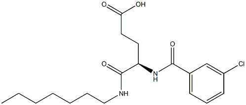 (R)-4-(3-Chlorobenzoylamino)-5-oxo-5-heptylaminovaleric acid Struktur