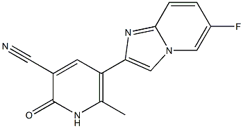 2-[(3-Cyano-6-methyl-1,2-dihydro-2-oxopyridin)-5-yl]-6-fluoroimidazo[1,2-a]pyridine Struktur