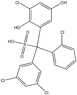 (2-Chlorophenyl)(3,5-dichlorophenyl)(3-chloro-2,5-dihydroxyphenyl)methanesulfonic acid Struktur