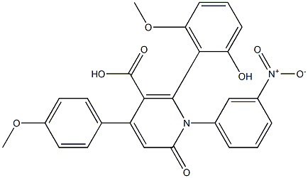 1-(3-Nitrophenyl)-6-(2-hydroxy-6-methoxyphenyl)-4-(4-methoxyphenyl)-2-oxo-1,2-dihydropyridine-5-carboxylic acid Struktur