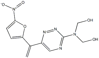 3-Bis(hydroxymethyl)amino-6-[1-(5-nitro-2-furyl)vinyl]-1,2,4-triazine Struktur