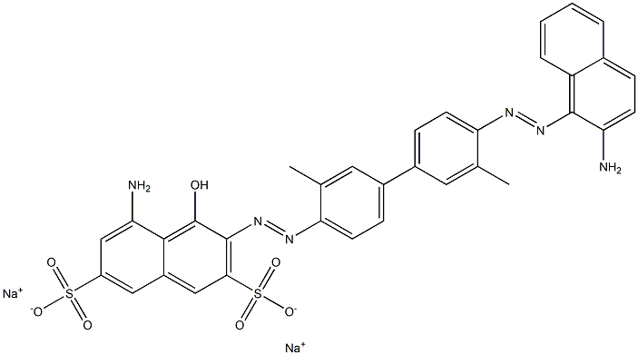 5-Amino-3-[[4'-[(2-amino-1-naphthalenyl)azo]-3,3'-dimethyl-1,1'-biphenyl-4-yl]azo]-4-hydroxynaphthalene-2,7-disulfonic acid disodium salt Struktur