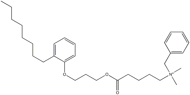 N,N-Dimethyl-N-benzyl-N-[4-[[3-(2-octylphenyloxy)propyl]oxycarbonyl]butyl]aminium Struktur