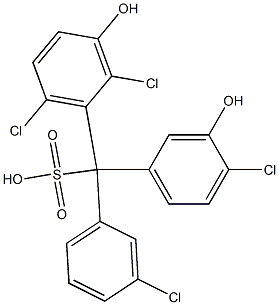 (3-Chlorophenyl)(4-chloro-3-hydroxyphenyl)(2,6-dichloro-3-hydroxyphenyl)methanesulfonic acid Struktur