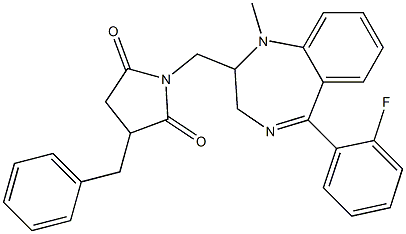 N-[[5-(2-Fluorophenyl)-2,3-dihydro-1-methyl-1H-1,4-benzodiazepin]-2-ylmethyl]-2-benzylsuccinimide Struktur