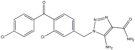 5-Amino-1-[3-chloro-4-(4-chlorobenzoyl)benzyl]-1H-1,2,3-triazole-4-carboxamide Struktur