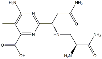 6-Amino-2-[(S)-1-[(S)-2-amino-2-carbamoylethylamino]-2-carbamoylethyl]-5-methylpyrimidine-4-carboxylic acid Struktur