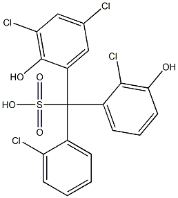 (2-Chlorophenyl)(2-chloro-3-hydroxyphenyl)(3,5-dichloro-2-hydroxyphenyl)methanesulfonic acid Struktur