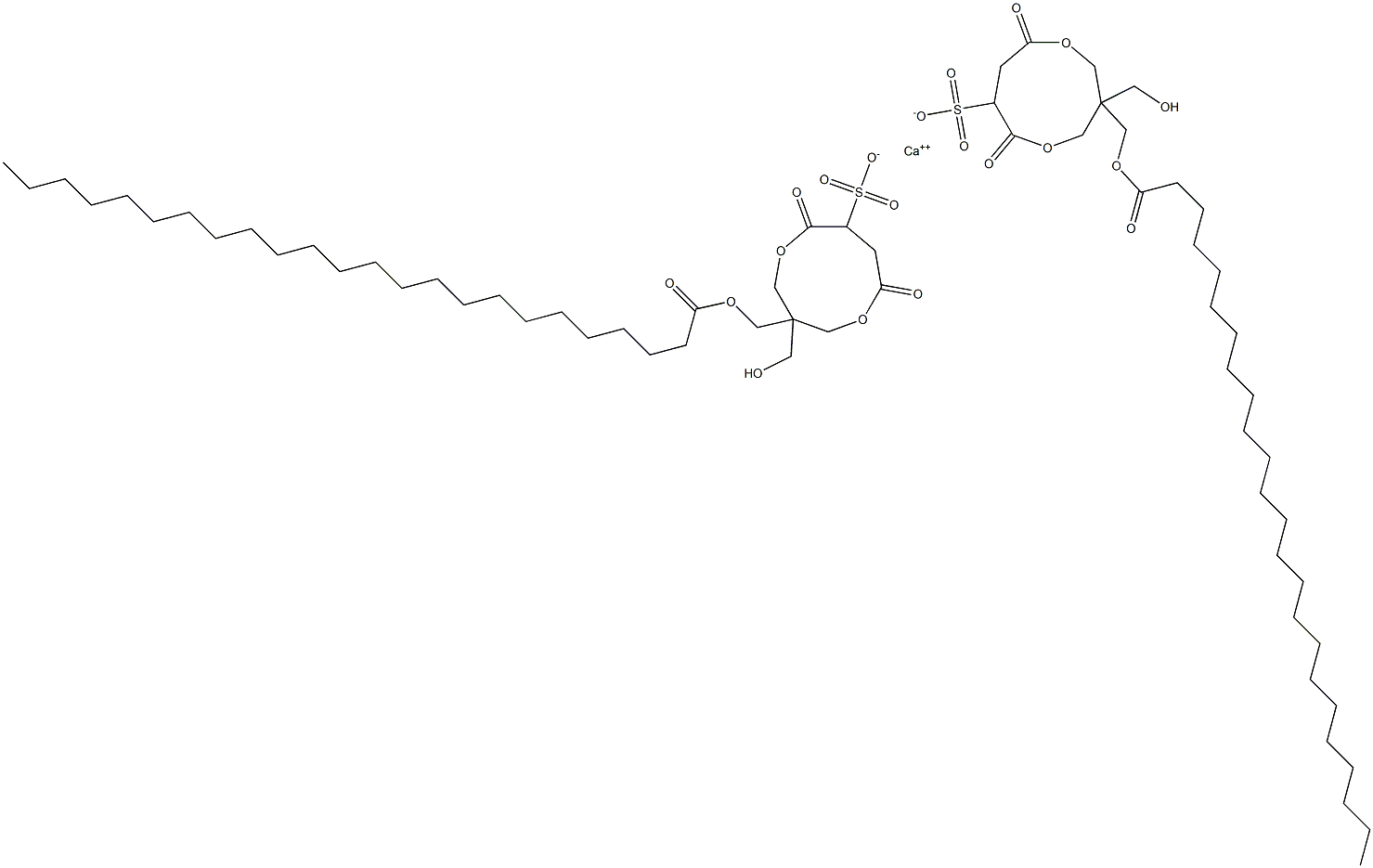 Bis[1-(1-oxotetracosyloxymethyl)-1-(hydroxymethyl)-4,7-dioxo-3,8-dioxacyclononane-6-sulfonic acid]calcium salt Struktur