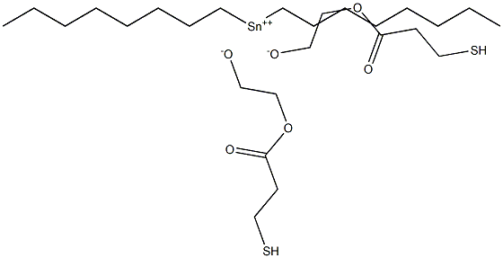 Dioctyltin(IV)bis[2-(3-mercaptopropionyloxy)ethanolate] Struktur