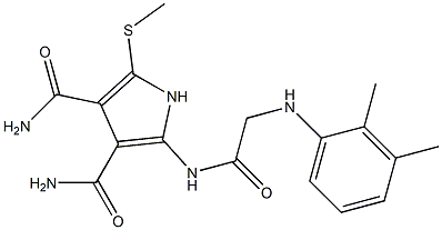 2-[[[(o,m-Dimethylphenyl)amino]acetyl]amino]-5-[methylthio]-1H-pyrrole-3,4-dicarboxamide Struktur