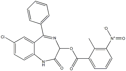 1,3-Dihydro-5-phenyl-7-chloro-2-oxo-2H-1,4-benzodiazepin-3-ol 2-methyl-3-nitrobenzoate Struktur