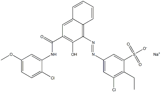 3-Chloro-2-ethyl-5-[[3-[[(2-chloro-5-methoxyphenyl)amino]carbonyl]-2-hydroxy-1-naphtyl]azo]benzenesulfonic acid sodium salt Struktur