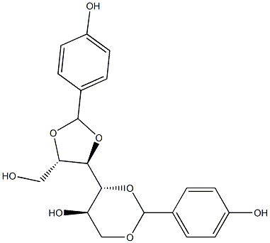 2-O,3-O:4-O,6-O-Bis(4-hydroxybenzylidene)-D-glucitol Struktur