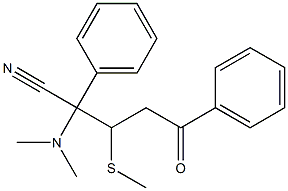 3-Methylthio-2,5-diphenyl-2-dimethylamino-5-oxovaleronitrile Struktur