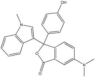 6-(Dimethylamino)-3-(4-hydroxyphenyl)-3-(1-methyl-1H-indol-3-yl)isobenzofuran-1(3H)-one Struktur