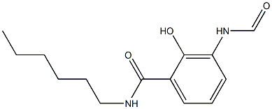 2-Hydroxy-3-formylamino-N-hexylbenzamide Struktur